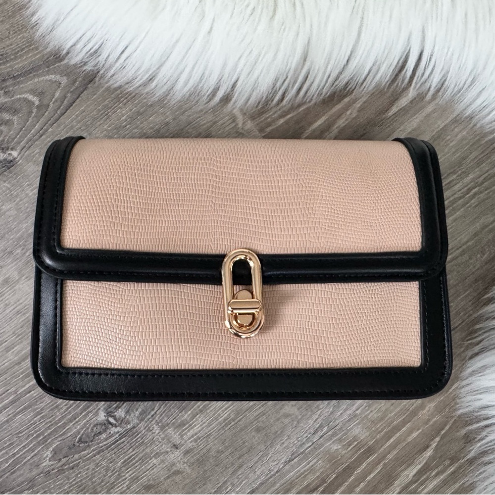 🖤 JULES KAE MIA Black & Cream Shoulder Bag With Rose Gold Tone Hardware - Picture 5 of 12